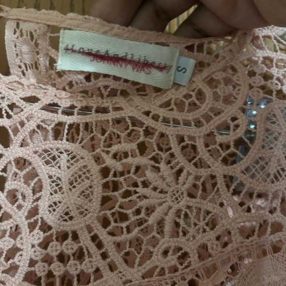 4 Love and Liberty Johnny Was Lace Pink Embroidered Silk Blouse Sz Small Poetic - Picture 2 of 4